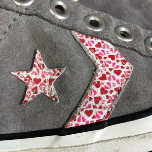 Converse Grey Suede Pink Hearts Low Top EUR 37.5
